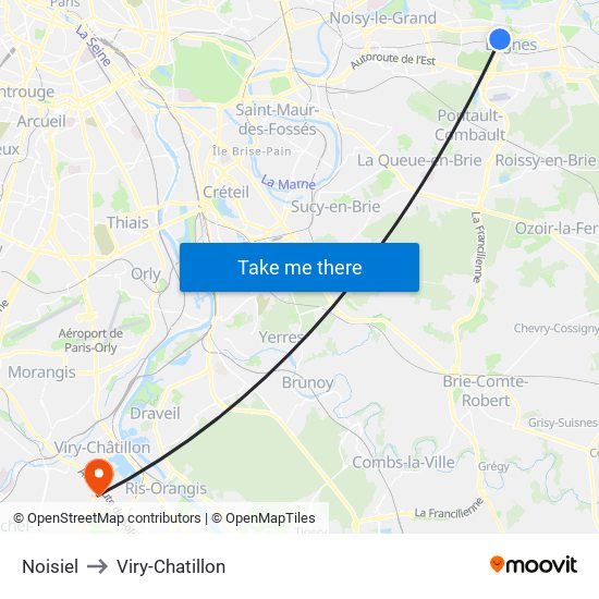 Noisiel to Viry-Chatillon map
