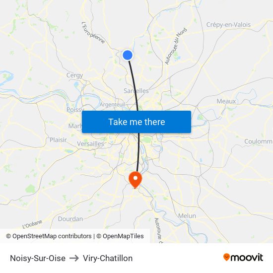 Noisy-Sur-Oise to Viry-Chatillon map