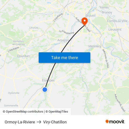 Ormoy-La-Riviere to Viry-Chatillon map