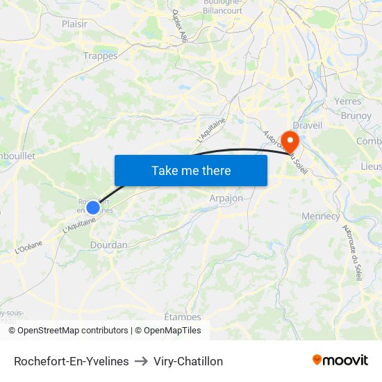 Rochefort-En-Yvelines to Viry-Chatillon map