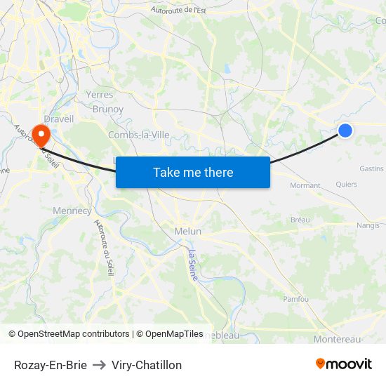 Rozay-En-Brie to Viry-Chatillon map