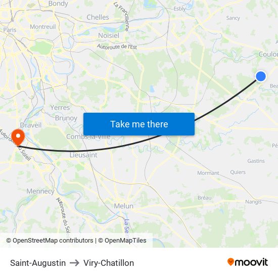 Saint-Augustin to Viry-Chatillon map