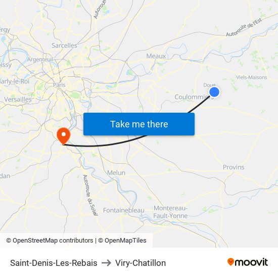 Saint-Denis-Les-Rebais to Viry-Chatillon map