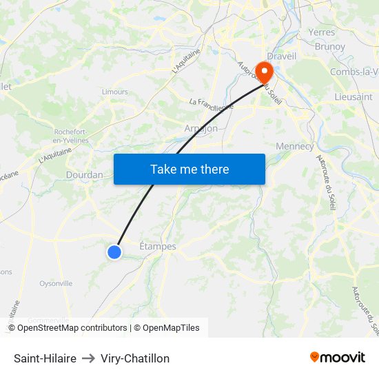 Saint-Hilaire to Viry-Chatillon map