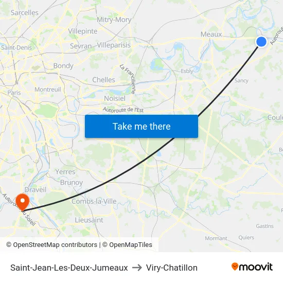 Saint-Jean-Les-Deux-Jumeaux to Viry-Chatillon map