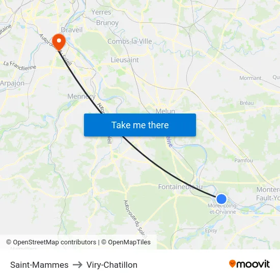 Saint-Mammes to Viry-Chatillon map
