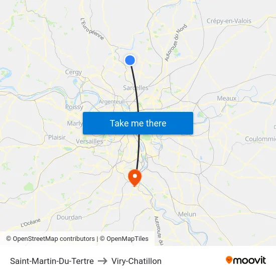 Saint-Martin-Du-Tertre to Viry-Chatillon map