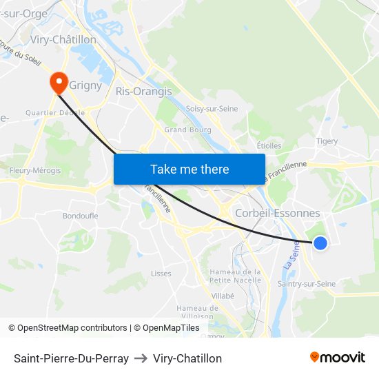 Saint-Pierre-Du-Perray to Viry-Chatillon map