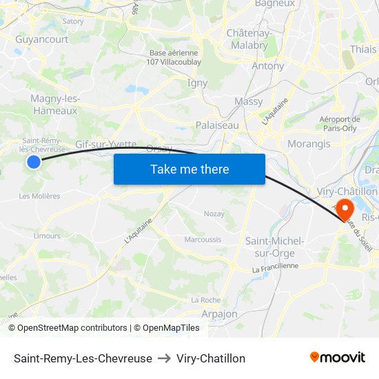 Saint-Remy-Les-Chevreuse to Viry-Chatillon map