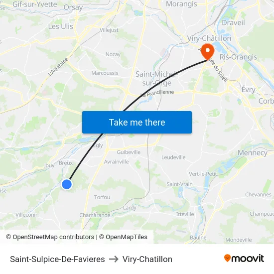 Saint-Sulpice-De-Favieres to Viry-Chatillon map