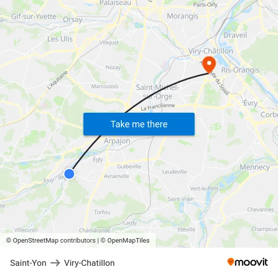Saint-Yon to Viry-Chatillon map