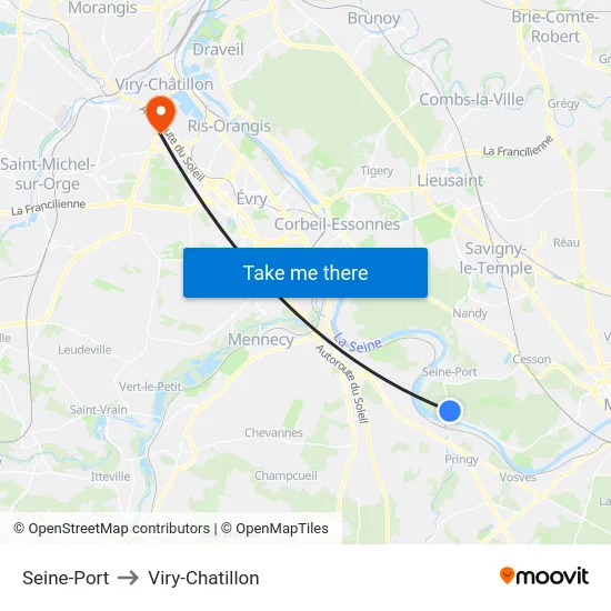 Seine-Port to Viry-Chatillon map