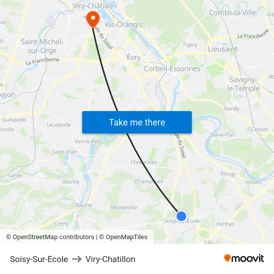 Soisy-Sur-Ecole to Viry-Chatillon map