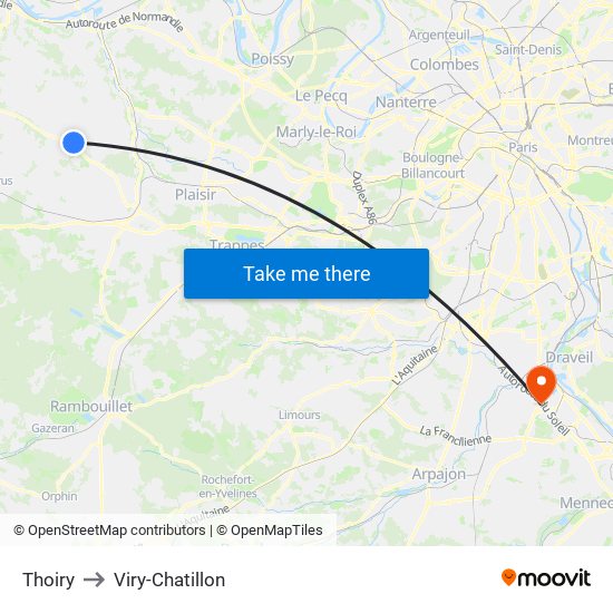 Thoiry to Viry-Chatillon map