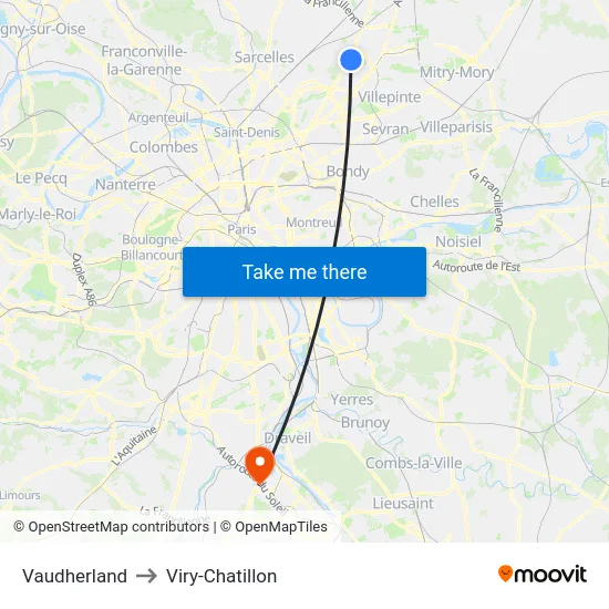 Vaudherland to Viry-Chatillon map