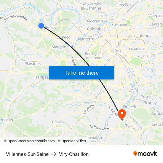 Villennes-Sur-Seine to Viry-Chatillon map