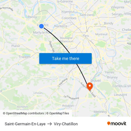 Saint-Germain-En-Laye to Viry-Chatillon map