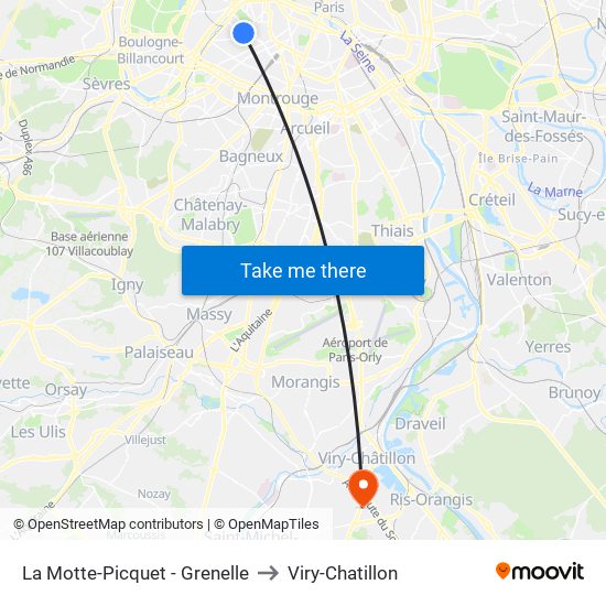 La Motte-Picquet - Grenelle to Viry-Chatillon map