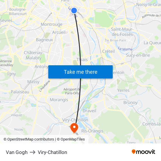 Van Gogh to Viry-Chatillon map