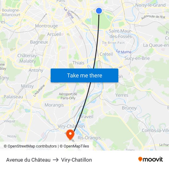 Avenue du Château to Viry-Chatillon map