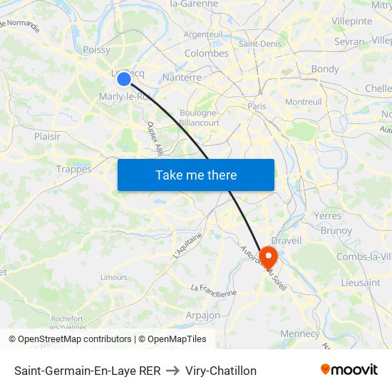 Saint-Germain-En-Laye RER to Viry-Chatillon map