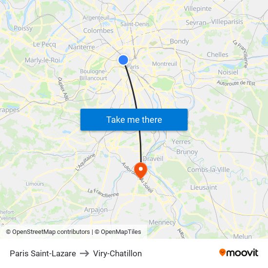 Paris Saint-Lazare to Viry-Chatillon map