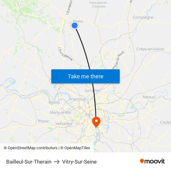 Bailleul-Sur-Therain to Vitry-Sur-Seine map