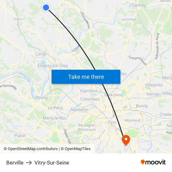 Berville to Vitry-Sur-Seine map