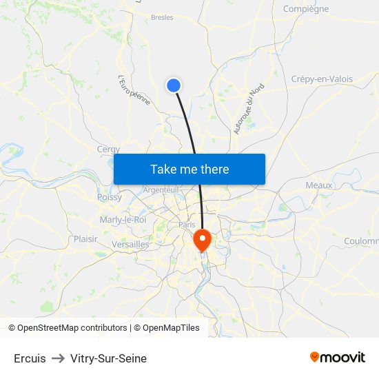 Ercuis to Vitry-Sur-Seine map