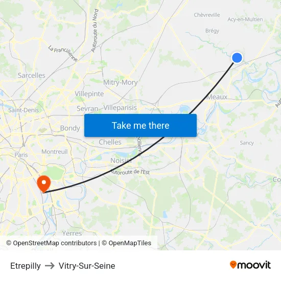 Etrepilly to Vitry-Sur-Seine map
