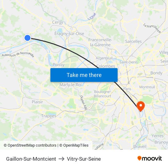 Gaillon-Sur-Montcient to Vitry-Sur-Seine map