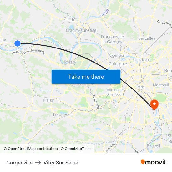 Gargenville to Vitry-Sur-Seine map