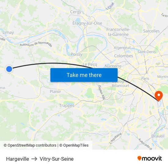 Hargeville to Vitry-Sur-Seine map