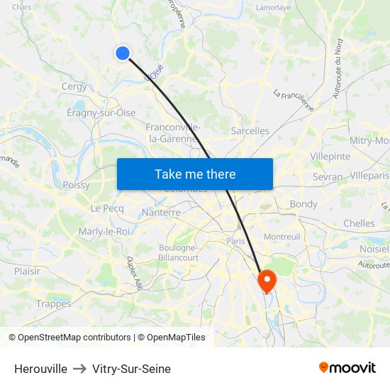 Herouville to Vitry-Sur-Seine map