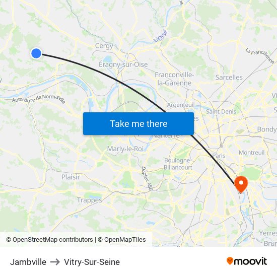 Jambville to Vitry-Sur-Seine map