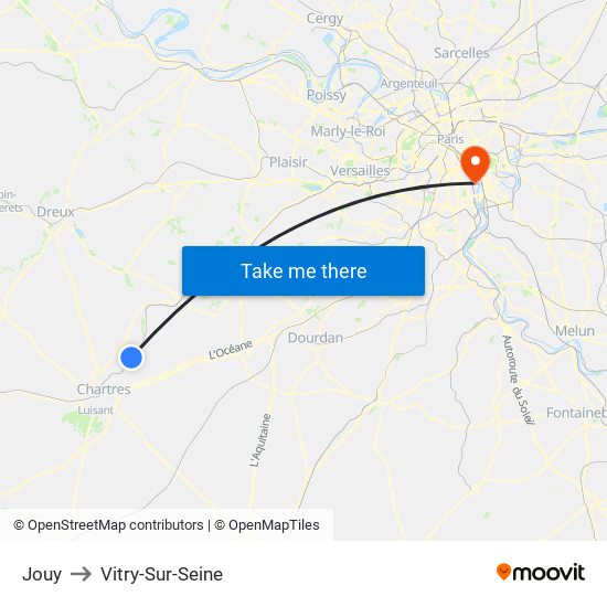 Jouy to Vitry-Sur-Seine map