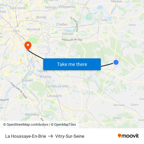 La Houssaye-En-Brie to Vitry-Sur-Seine map