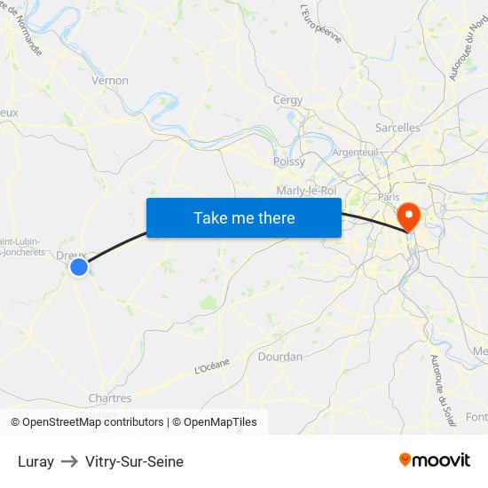 Luray to Vitry-Sur-Seine map
