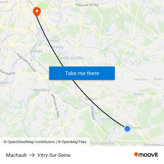 Machault to Vitry-Sur-Seine map