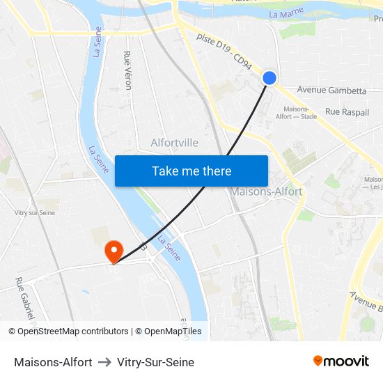 Maisons-Alfort to Vitry-Sur-Seine map