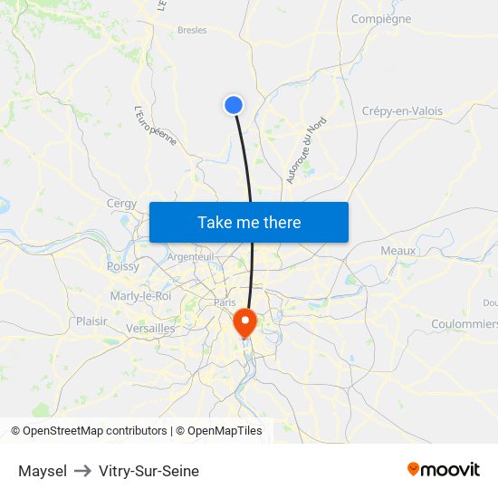 Maysel to Vitry-Sur-Seine map