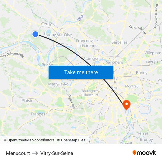 Menucourt to Vitry-Sur-Seine map