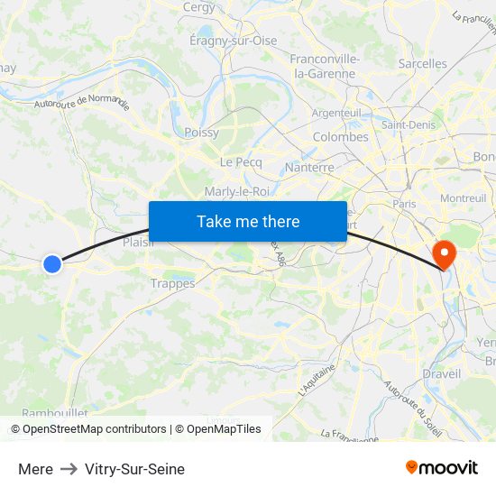 Mere to Vitry-Sur-Seine map