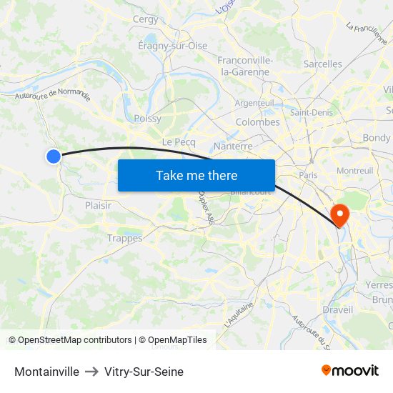 Montainville to Vitry-Sur-Seine map