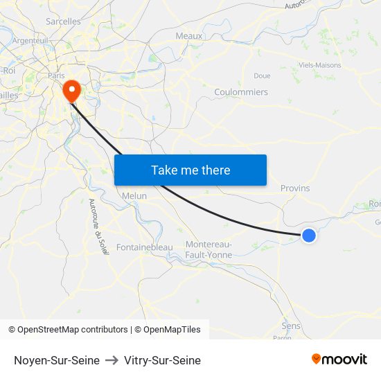 Noyen-Sur-Seine to Vitry-Sur-Seine map