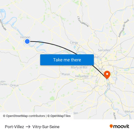 Port-Villez to Vitry-Sur-Seine map