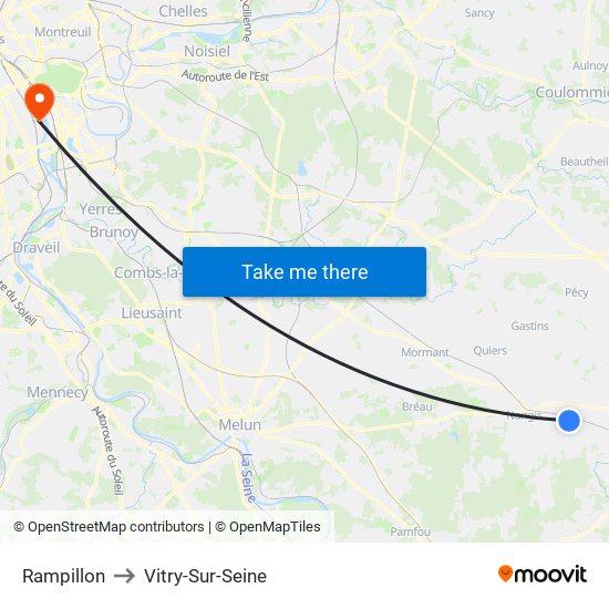 Rampillon to Vitry-Sur-Seine map