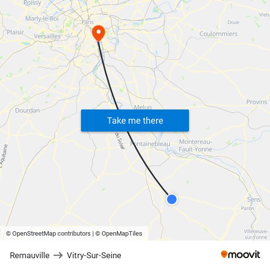 Remauville to Vitry-Sur-Seine map