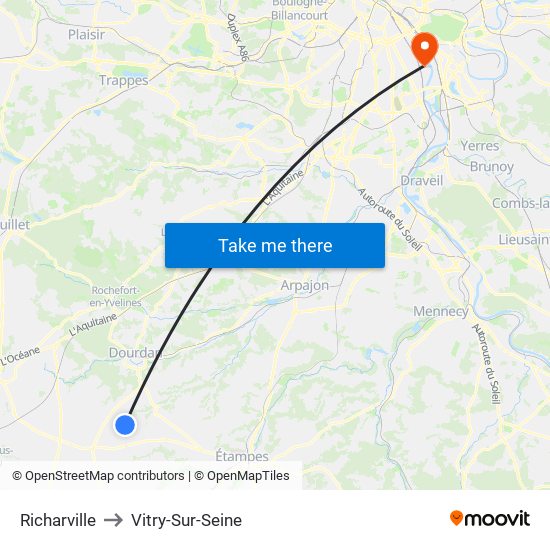 Richarville to Vitry-Sur-Seine map