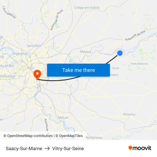 Saacy-Sur-Marne to Vitry-Sur-Seine map